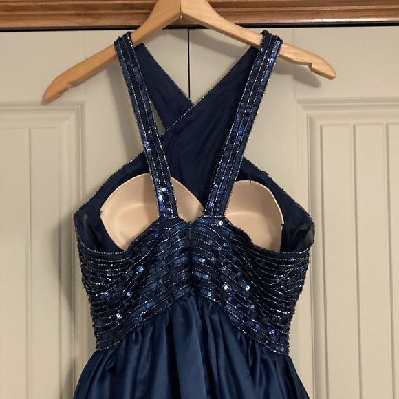 Tiffany Designs by Christina Wu 16327 navy blue long dress beaded top size 10 - Picture 9 of 12